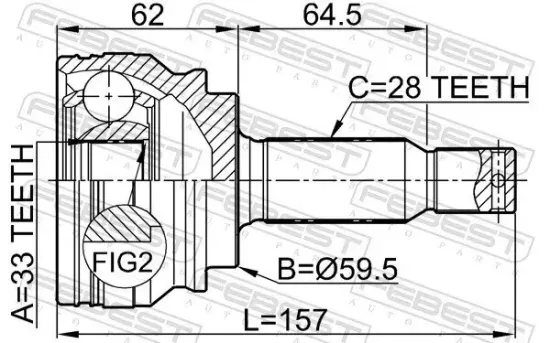 Gelenksatz, Antriebswelle radseitig Vorderachse FEBEST 0410-CY34 Bild Gelenksatz, Antriebswelle radseitig Vorderachse FEBEST 0410-CY34