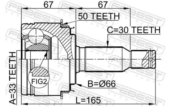 Gelenksatz, Antriebswelle radseitig Vorderachse FEBEST 0410-V75A50 Bild Gelenksatz, Antriebswelle radseitig Vorderachse FEBEST 0410-V75A50