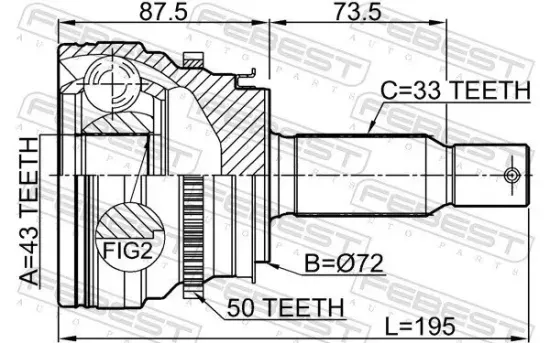 Gelenksatz, Antriebswelle radseitig Hinterachse FEBEST 0410-V97WRA50 Bild Gelenksatz, Antriebswelle radseitig Hinterachse FEBEST 0410-V97WRA50
