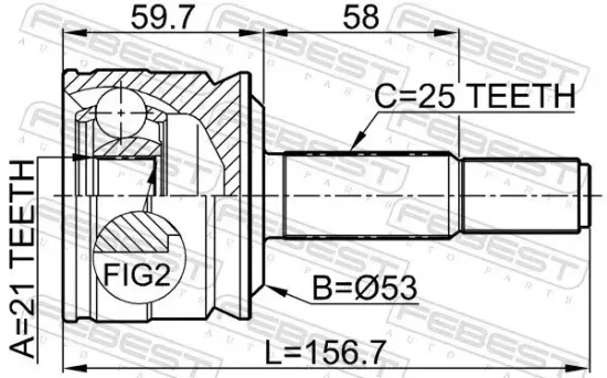 Gelenksatz, Antriebswelle radseitig Vorderachse FEBEST 0410-Z36 Bild Gelenksatz, Antriebswelle radseitig Vorderachse FEBEST 0410-Z36