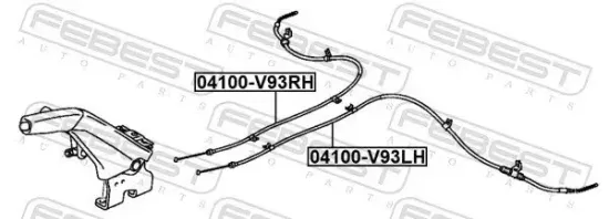 Seilzug, Feststellbremse hinten links FEBEST 04100-V93LH Bild Seilzug, Feststellbremse hinten links FEBEST 04100-V93LH