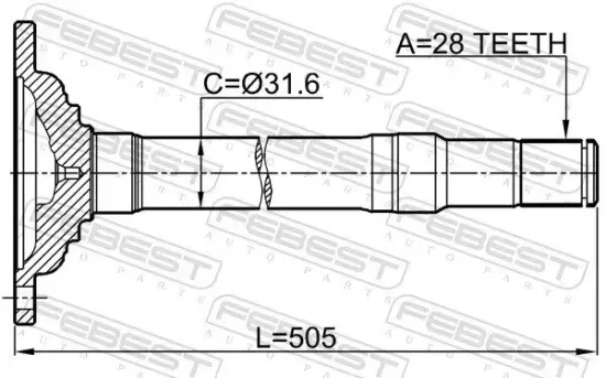 Antriebswelle Vorderachse rechts FEBEST 0412-KH6WRH Bild Antriebswelle Vorderachse rechts FEBEST 0412-KH6WRH