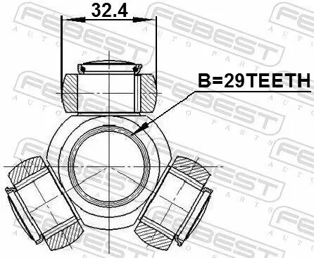 Tripodestern, Antriebswelle FEBEST 0416-CY2 Bild Tripodestern, Antriebswelle FEBEST 0416-CY2