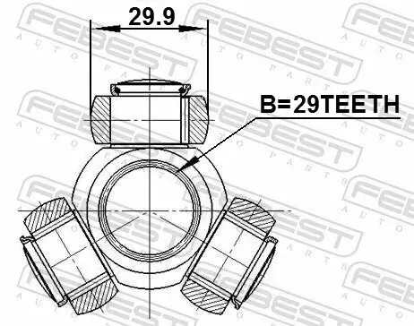 Tripodestern, Antriebswelle FEBEST 0416-DA Bild Tripodestern, Antriebswelle FEBEST 0416-DA