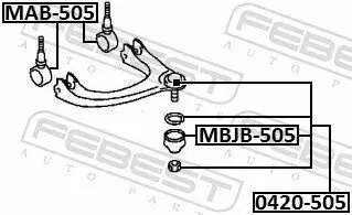 Trag-/Führungsgelenk FEBEST 0420-505 Bild Trag-/Führungsgelenk FEBEST 0420-505