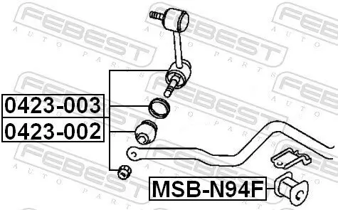 Stange/Strebe, Stabilisator Vorderachse rechts FEBEST 0423-003 Bild Stange/Strebe, Stabilisator Vorderachse rechts FEBEST 0423-003