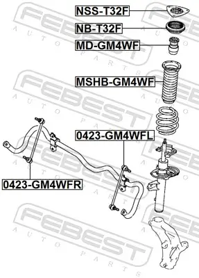 Stange/Strebe, Stabilisator Vorderachse rechts FEBEST 0423-GM4WFR Bild Stange/Strebe, Stabilisator Vorderachse rechts FEBEST 0423-GM4WFR