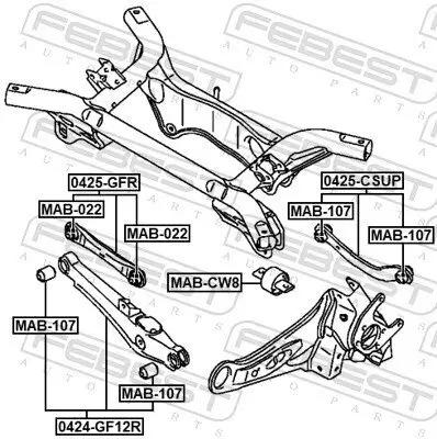Lenker, Radaufhängung hinten FEBEST 0424-GF12R Bild Lenker, Radaufhängung hinten FEBEST 0424-GF12R