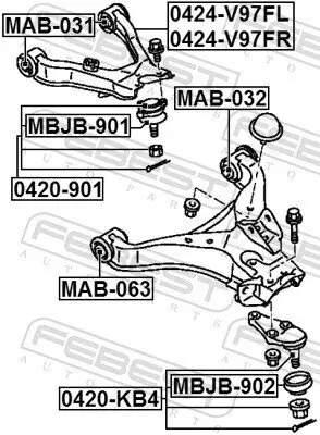 Lenker, Radaufhängung vorne links FEBEST 0424-V97FL Bild Lenker, Radaufhängung vorne links FEBEST 0424-V97FL
