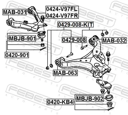 Sturzkorrekturschraubensatz FEBEST 0429-008-KIT Bild Sturzkorrekturschraubensatz FEBEST 0429-008-KIT
