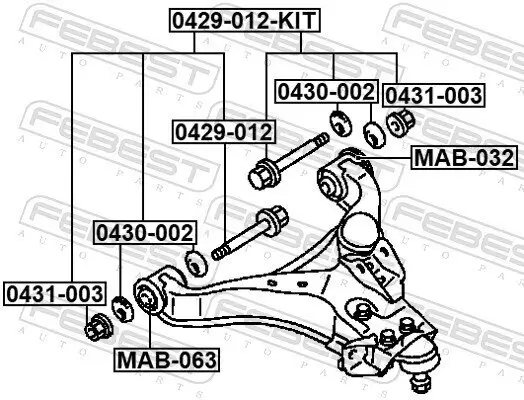 Sturzkorrekturschraubensatz FEBEST 0429-012-KIT Bild Sturzkorrekturschraubensatz FEBEST 0429-012-KIT