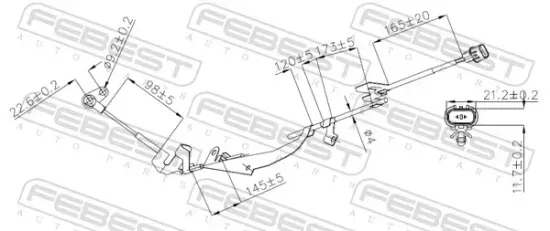 Sensor, Raddrehzahl Vorderachse rechts FEBEST 04606-014 Bild Sensor, Raddrehzahl Vorderachse rechts FEBEST 04606-014