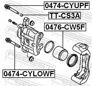 Führungsbolzen, Bremssattel Vorderachse oben FEBEST 0474-CYUPF Bild Führungsbolzen, Bremssattel Vorderachse oben FEBEST 0474-CYUPF