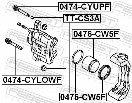 Reparatursatz, Bremssattel Vorderachse FEBEST 0475-CW5F Bild Reparatursatz, Bremssattel Vorderachse FEBEST 0475-CW5F