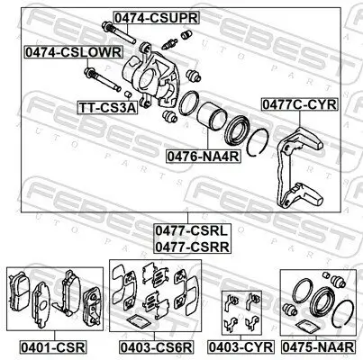 Bremssattel Hinterachse rechts FEBEST 0477-CSRR Bild Bremssattel Hinterachse rechts FEBEST 0477-CSRR