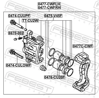 Bremssattel Vorderachse links FEBEST 0477-CWFLH Bild Bremssattel Vorderachse links FEBEST 0477-CWFLH