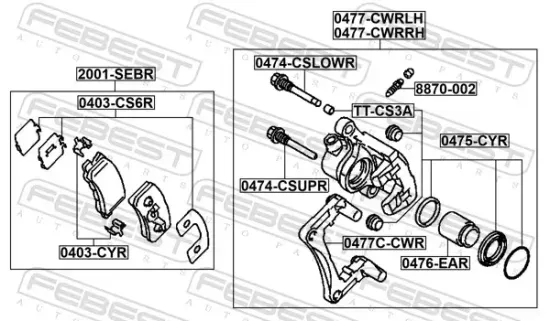 Bremssattel Hinterachse links FEBEST 0477-CWRLH Bild Bremssattel Hinterachse links FEBEST 0477-CWRLH