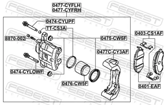Bremssattel Vorderachse links FEBEST 0477-CYFLH Bild Bremssattel Vorderachse links FEBEST 0477-CYFLH