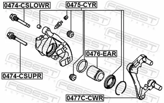 Bremssattelhaltersatz Hinterachse FEBEST 0477C-CWR Bild Bremssattelhaltersatz Hinterachse FEBEST 0477C-CWR