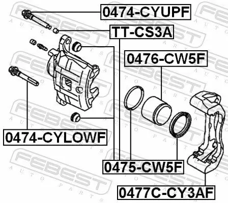 Bremssattelhaltersatz Vorderachse FEBEST 0477C-CY3AF Bild Bremssattelhaltersatz Vorderachse FEBEST 0477C-CY3AF
