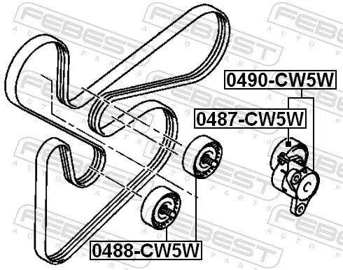 Spannrolle, Keilrippenriemen FEBEST 0487-CW5W Bild Spannrolle, Keilrippenriemen FEBEST 0487-CW5W