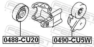 Umlenk-/Führungsrolle, Keilrippenriemen FEBEST 0488-CU20 Bild Umlenk-/Führungsrolle, Keilrippenriemen FEBEST 0488-CU20