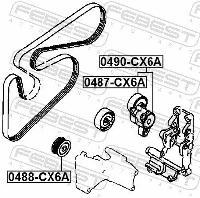 Umlenk-/Führungsrolle, Keilrippenriemen FEBEST 0488-CX6A Bild Umlenk-/Führungsrolle, Keilrippenriemen FEBEST 0488-CX6A