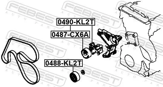 Riemenspanner, Keilrippenriemen FEBEST 0490-KL2T Bild Riemenspanner, Keilrippenriemen FEBEST 0490-KL2T
