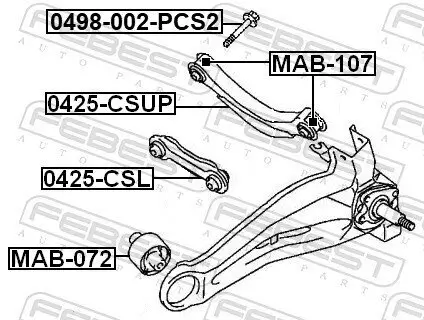 Befestigungsbolzen, Querlenker innen hinten FEBEST 0498-002-PCS2 Bild Befestigungsbolzen, Querlenker innen hinten FEBEST 0498-002-PCS2