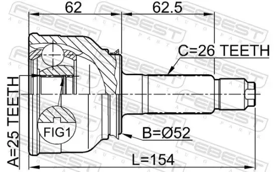 Gelenksatz, Antriebswelle radseitig Vorderachse FEBEST 0510-003 Bild Gelenksatz, Antriebswelle radseitig Vorderachse FEBEST 0510-003
