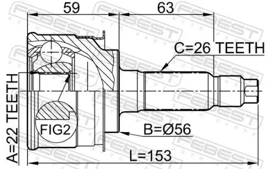 Gelenksatz, Antriebswelle Vorderachse radseitig FEBEST 0510-009 Bild Gelenksatz, Antriebswelle Vorderachse radseitig FEBEST 0510-009