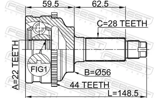 Gelenksatz, Antriebswelle FEBEST 0510-038A44 Bild Gelenksatz, Antriebswelle FEBEST 0510-038A44