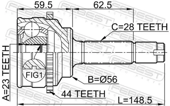Gelenksatz, Antriebswelle Vorderachse radseitig FEBEST 0510-039A44 Bild Gelenksatz, Antriebswelle Vorderachse radseitig FEBEST 0510-039A44