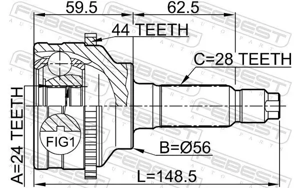 Gelenksatz, Antriebswelle FEBEST 0510-041A44 Bild Gelenksatz, Antriebswelle FEBEST 0510-041A44