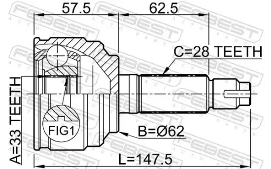 Gelenksatz, Antriebswelle radseitig Vorderachse FEBEST 0510-052 Bild Gelenksatz, Antriebswelle radseitig Vorderachse FEBEST 0510-052
