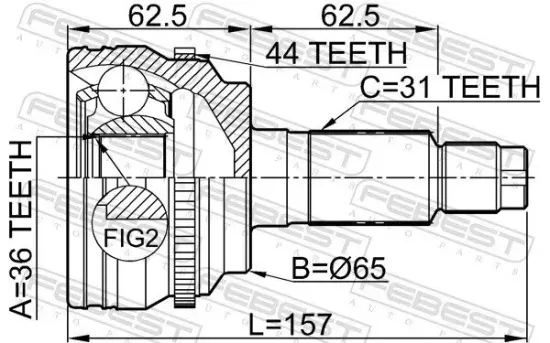 Gelenksatz, Antriebswelle FEBEST 0510-CX7A44 Bild Gelenksatz, Antriebswelle FEBEST 0510-CX7A44