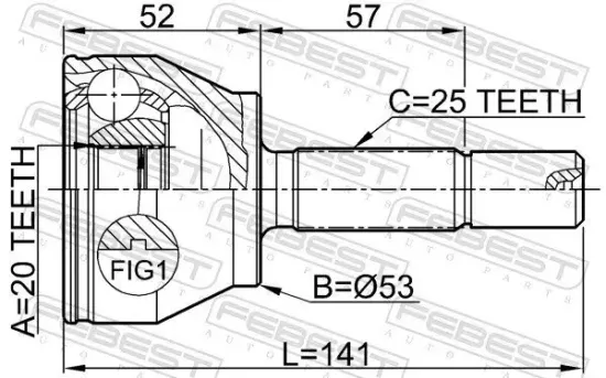Gelenksatz, Antriebswelle Vorderachse radseitig FEBEST 0510-DY3 Bild Gelenksatz, Antriebswelle Vorderachse radseitig FEBEST 0510-DY3
