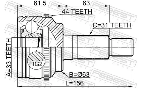 Gelenksatz, Antriebswelle radseitig Vorderachse FEBEST 0510-ERA44 Bild Gelenksatz, Antriebswelle radseitig Vorderachse FEBEST 0510-ERA44