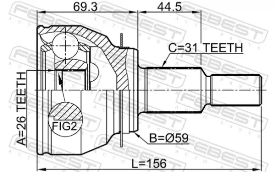Gelenksatz, Antriebswelle radseitig Vorderachse FEBEST 0510-KEAT Bild Gelenksatz, Antriebswelle radseitig Vorderachse FEBEST 0510-KEAT