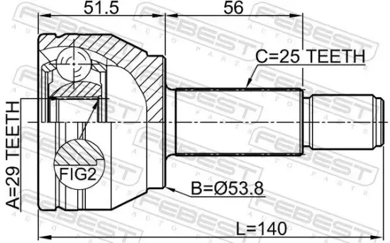 Gelenksatz, Antriebswelle radseitig Vorderachse FEBEST 0510-M2 Bild Gelenksatz, Antriebswelle radseitig Vorderachse FEBEST 0510-M2