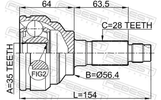 Gelenksatz, Antriebswelle Vorderachse radseitig FEBEST 0510-MPVLW3 Bild Gelenksatz, Antriebswelle Vorderachse radseitig FEBEST 0510-MPVLW3