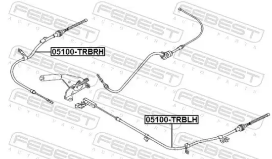 Seilzug, Feststellbremse hinten links FEBEST 05100-TRBLH Bild Seilzug, Feststellbremse hinten links FEBEST 05100-TRBLH