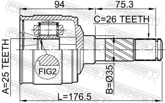 Gelenksatz, Antriebswelle FEBEST 0511-B25RH Bild Gelenksatz, Antriebswelle FEBEST 0511-B25RH