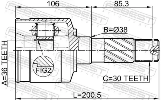 Gelenksatz, Antriebswelle FEBEST 0511-BT50RH Bild Gelenksatz, Antriebswelle FEBEST 0511-BT50RH