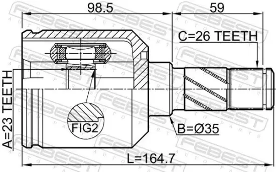 Gelenksatz, Antriebswelle Vorderachse links getriebeseitig FEBEST 0511-M626LH Bild Gelenksatz, Antriebswelle Vorderachse links getriebeseitig FEBEST 0511-M626LH