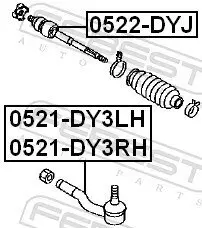 Axialgelenk, Spurstange Vorderachse FEBEST 0522-DYJ Bild Axialgelenk, Spurstange Vorderachse FEBEST 0522-DYJ