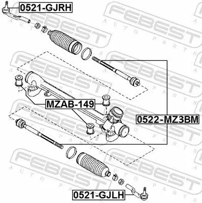 Axialgelenk, Spurstange Vorderachse FEBEST 0522-MZ3BM Bild Axialgelenk, Spurstange Vorderachse FEBEST 0522-MZ3BM