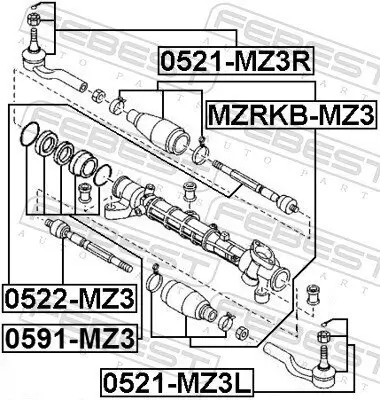 Axialgelenk, Spurstange FEBEST 0522-MZ3 Bild Axialgelenk, Spurstange FEBEST 0522-MZ3