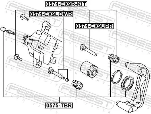 Führungshülsensatz, Bremssattel Hinterachse FEBEST 0574-CX9R-KIT Bild Führungshülsensatz, Bremssattel Hinterachse FEBEST 0574-CX9R-KIT