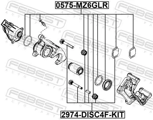 Reparatursatz, Bremssattel Hinterachse FEBEST 0575-MZ6GLR Bild Reparatursatz, Bremssattel Hinterachse FEBEST 0575-MZ6GLR